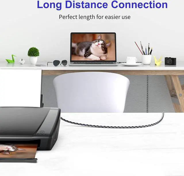 Alt view image 6 of 6 - Printer Cable 25 ft USB Printer Cable USB A to USB B Cable Printer USB Cable Compatible with HP Canon Dell Epson Lexmark Xerox Printer and More
