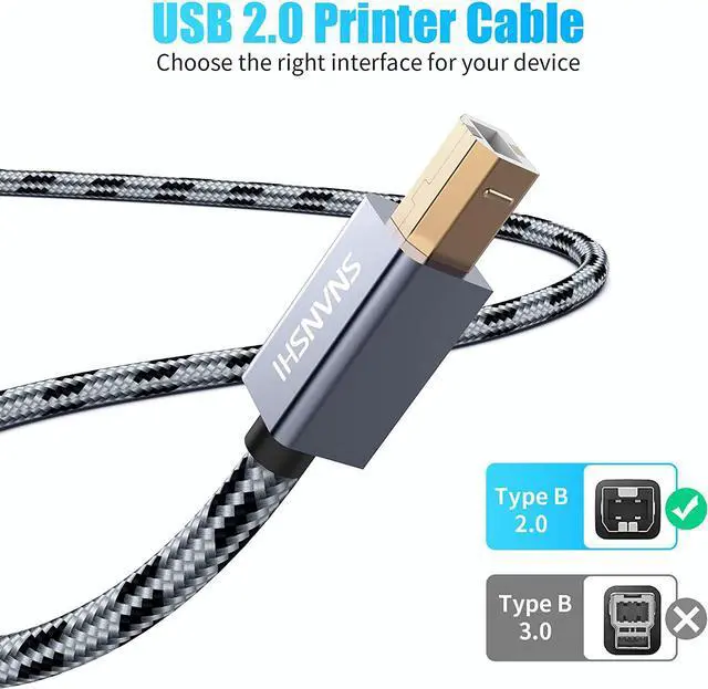 Alt view image 5 of 6 - Printer Cable 25 ft USB Printer Cable USB A to USB B Cable Printer USB Cable Compatible with HP Canon Dell Epson Lexmark Xerox Printer and More