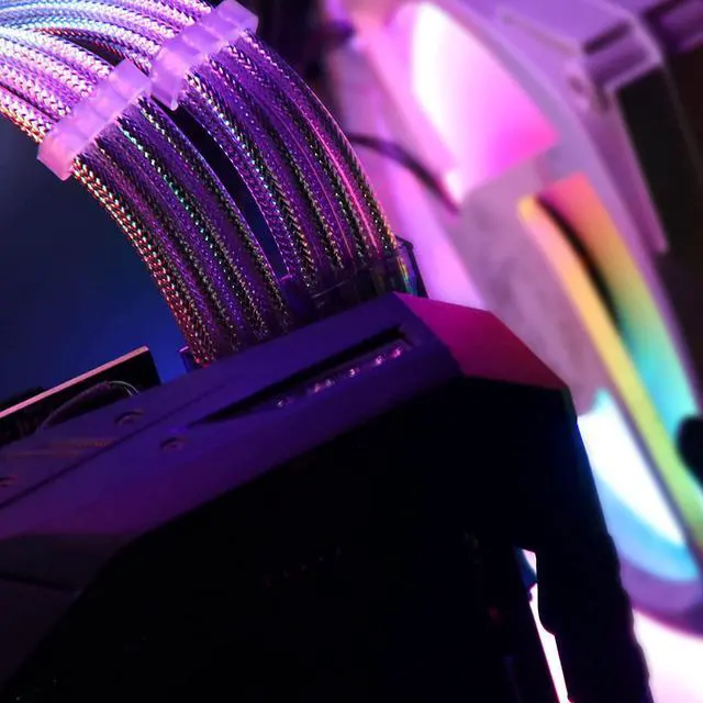 Alt view image 7 of 7 - SIRLYR Braided ATX Sleeved Cable Extension Kit for Power Supply Cable Kit 16AWG 24Pin ATX / 8 (4+4) Pin EPS / 8 (6+2) Pin PCI-E Power Supply PSU Cables with Combs(Silver)