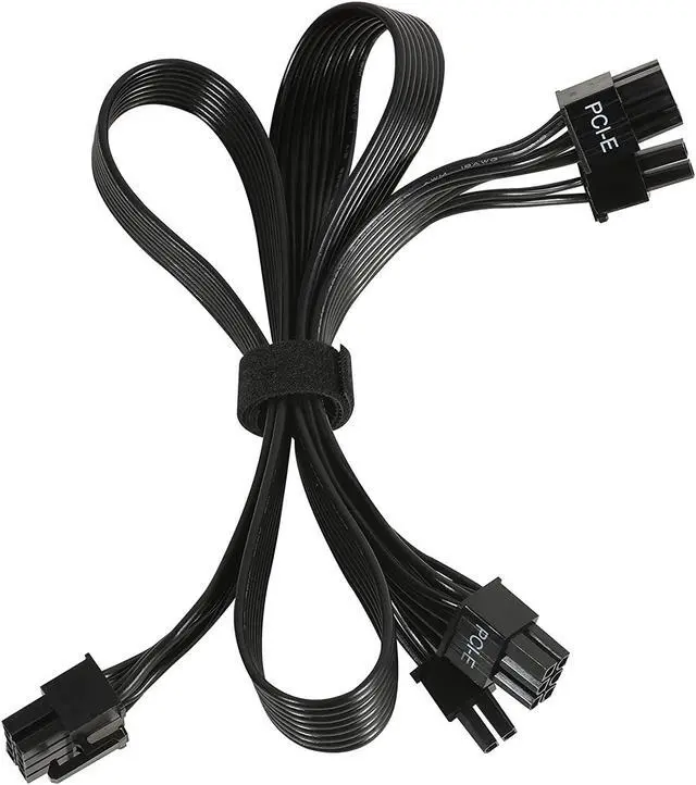 Alt view image 6 of 7 - PCIE Cable for Corsair 65cm PSU 8 Pin to Dual 6+2 Pin PCIE Power Cable for Thermaltake Male to Male GPU Cable for ARESGAME Modular Power Supply (65cm+15cm)