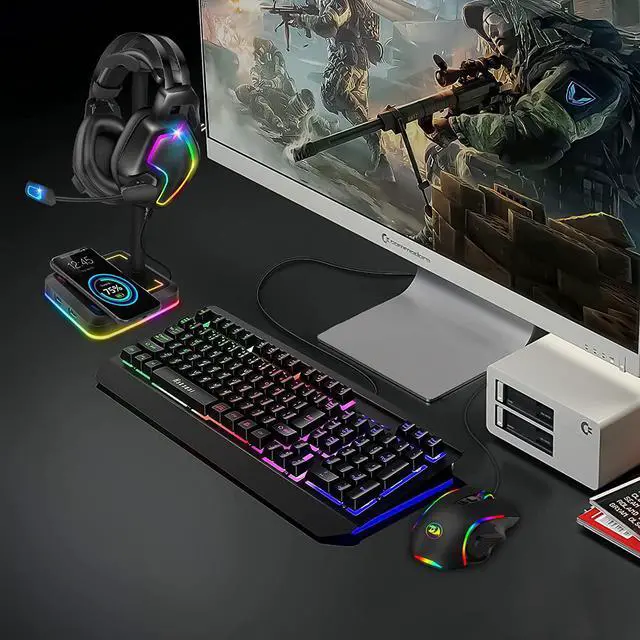 Alt view image 2 of 6 - Headphone Stand with Wireless Charger Gaming Headset Holder with 10W/7.5W QI Charging Pad & 2 USB Charger Ports for Desktop PC Game Accessories