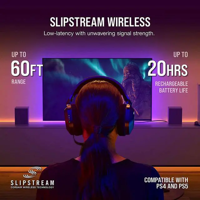 Alt view image 5 of 7 - HS80 RGB WIRELESS Multiplatform Gaming Headset - Dolby Atmos - Lightweight Comfort Design - Broadcast Quality Microphone - iCUE Compatible - PC, Mac, PS5, PS4 - Black