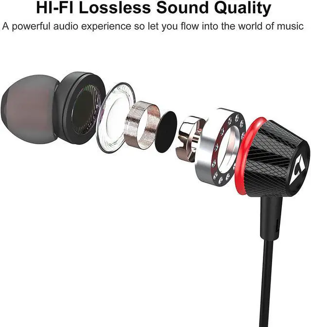 Alt view image 2 of 7 - 1Mii Wired Earbuds with Microphone & Volume Control, in-Ear Headphones Magnetic with Deep Bass, Noise Isolating, High Sound Quality Earphones with 3.5mm Jack for Phone, Android, PC, iPad, MP3(Black)
