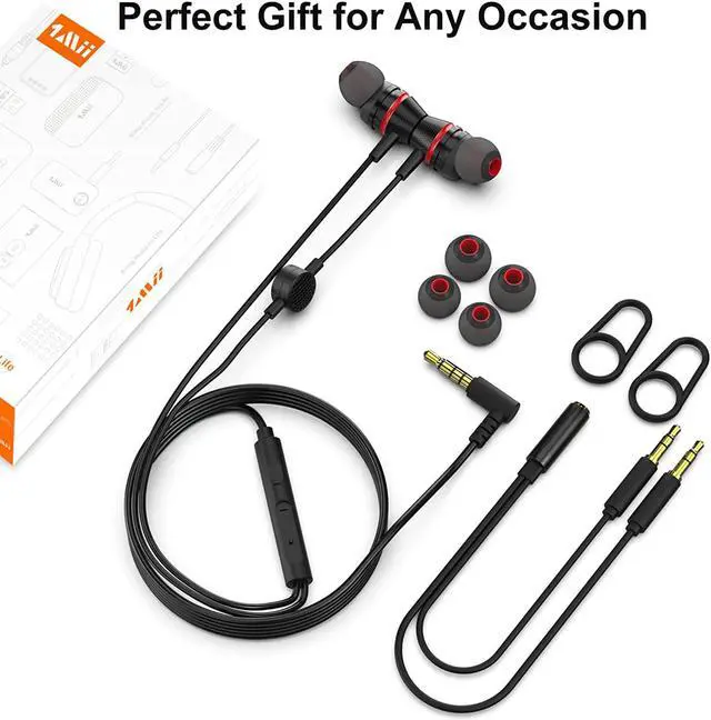Alt view image 7 of 7 - 1Mii Wired Earbuds with Microphone & Volume Control, in-Ear Headphones Magnetic with Deep Bass, Noise Isolating, High Sound Quality Earphones with 3.5mm Jack for Phone, Android, PC, iPad, MP3(Black)