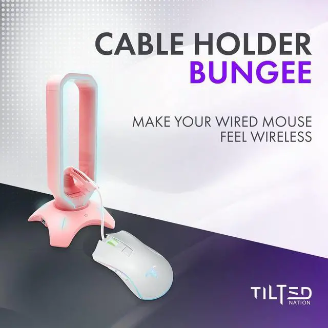Alt view image 6 of 7 - Tilted Nation RGB Gaming Headset Stand - 3 in 1 Pink with Mouse Bungee and 2 Port USB Hub Charger - The Ultimate Accessory and Gamer Gift - Headphone Holder for Desk