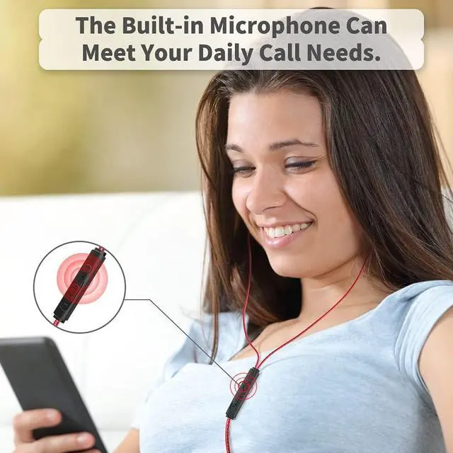 Alt view image 4 of 7 - VersionTECH. Gaming Earbuds Wired with Dual Microphone, in-Ear Gaming Earphones, Compatible with PC/PS/Xbox/Nintendo/Mobile with 3.5mm Aux-Red
