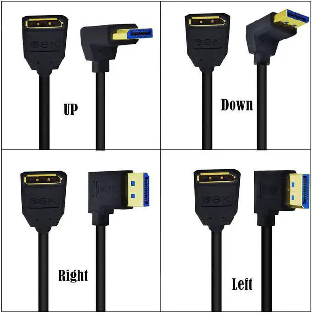 Alt view image 5 of 6 - 2ft DisplayPort 8K Extension Cable 90 Degree Up Angle DisplayPort Male to DisplayPort Female Extender Ultra HD Cable DP 1.4 Version Extension Adapter Cord 8K@60HZ (Up Angle M/FM)
