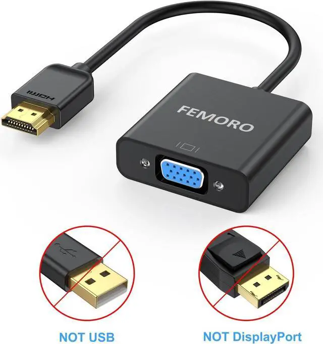 Alt view image 2 of 7 - HDMI to VGA Adapter Converter 5-Pack (Male to Female) for Computer Desktop Laptop PC Monitor Projector HDTV Chromebook Raspberry Pi Roku Xbox and More - Black