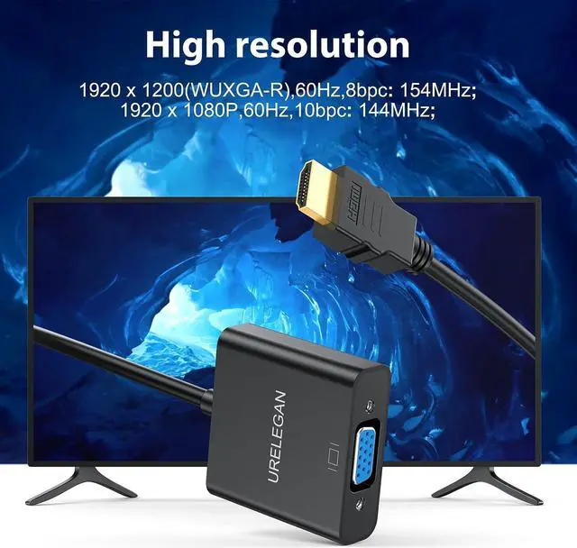 Alt view image 3 of 7 - HDMI to VGA 5-Pack HDMI to VGA Adapter Cable (Male to Female) 1080P Cord for Computer Desktop Laptop PC Monitor Projector HDTV Chromebook Raspberry Pi Roku Xbox and More