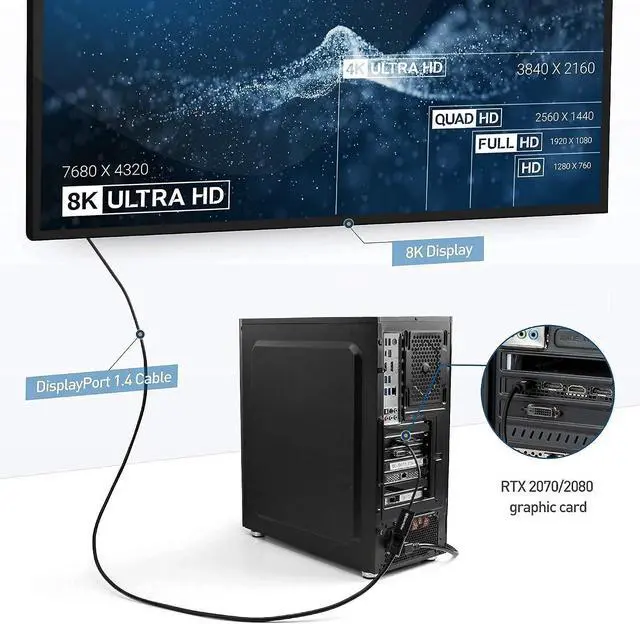 Alt view image 6 of 7 - Cable Matters 1 Unidirectional USB C to DisplayPort 1.4 Cable - 6ft 2 32.4Gbps USB C to DisplayPort 1.4 Adapter