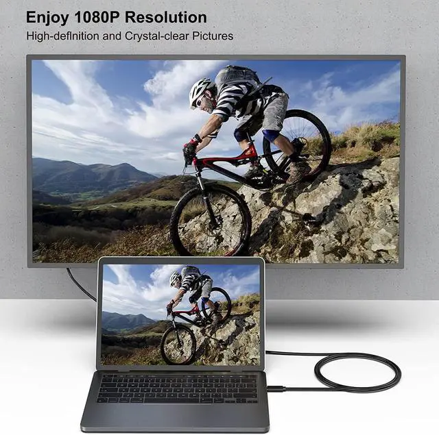 Alt view image 2 of 7 - USB C to VGA 3 Feet Cable USB Type-C to VGA Cable [Thunderbolt 3/4 Compatible] with iPhone 15 Pro/Max MacBook Pro/Air 2023 iPad Pro iMac S23 XPS 17 Surface Book 3 and More