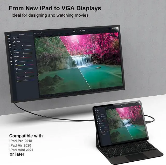 Alt view image 7 of 7 - USB C to VGA 3 Feet Cable USB Type-C to VGA Cable [Thunderbolt 3/4 Compatible] with iPhone 15 Pro/Max MacBook Pro/Air 2023 iPad Pro iMac S23 XPS 17 Surface Book 3 and More