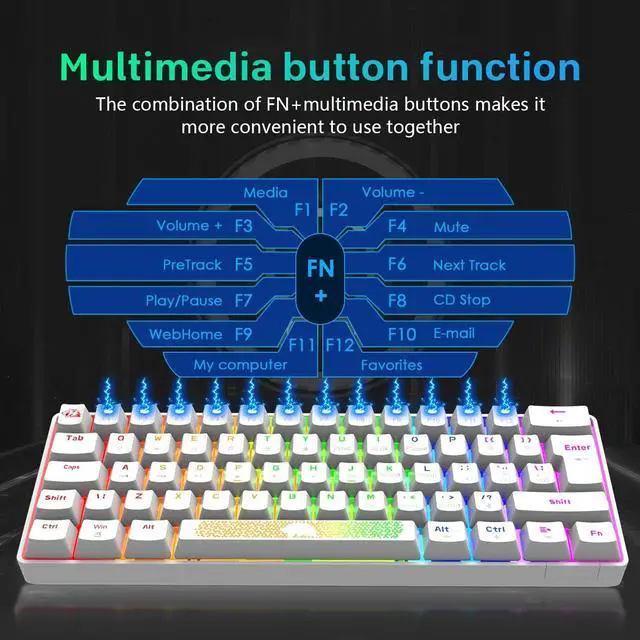 Alt view image 5 of 7 - K65 Pro 60% Gaming Keyboard and Mouse Combo Small Mini RGB Backlight Mechanical Keyboard and Ultralight Honeycomb Optical Mouse,Mouse Pad Linear Red Switch Anti-Ghosting for Xbox,PS4,PC,Laptop(White)