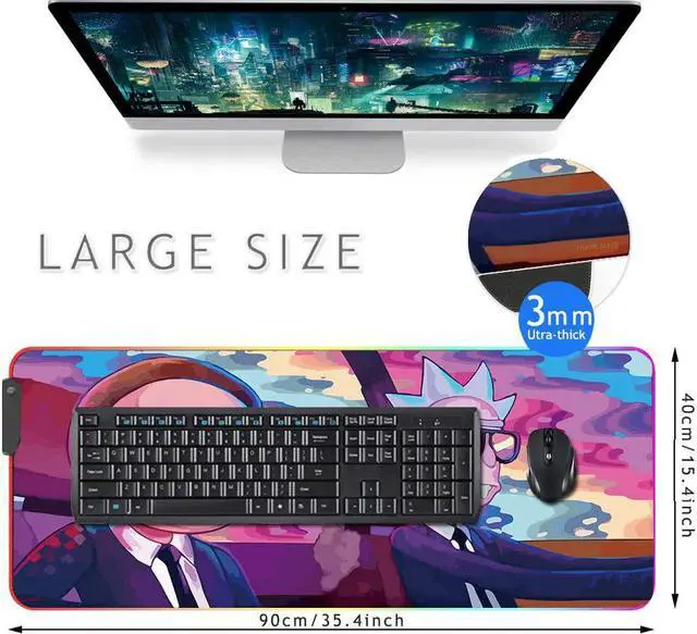 Alt view image 2 of 5 - RGB Mouse Pad, XXL LED Gaming Mouse Mat Heavy Duty Anty Slip 35.4 * 15.7 Inches greencity