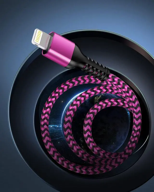 Alt view image 6 of 7 - iPhone Charger Cable [2pack/3ft]  Lightning Cord for iPhone 14 Pro Max 13 12 Pro/11/XS/XR/X/8 Plus/7 iPad mini iPad Air USB-A Braided Rapid Charge Core Recharger Power Cargador Data Line