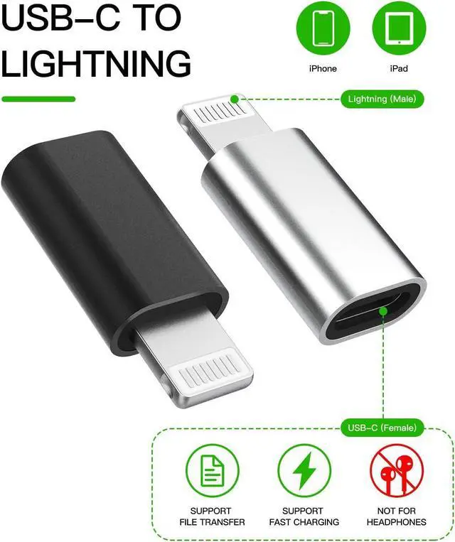 Alt view image 6 of 7 - 3Pack USB-C Female to Lightning Male Adapter Lightning to USB C Adapter Type C Cable Charger Adaptor for Apple iPhone 12 11 Mini PRO MAX XS XR X SE2 7 8Plus Ipad AIR Airpods USBC Charging Converter