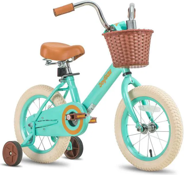 Alt view image 7 of 19 - JOYSTAR Vintage 14 Inch Kids Bike with Basket & Training Wheels for 3-5 Years Old Girls & Boys(GREEN)