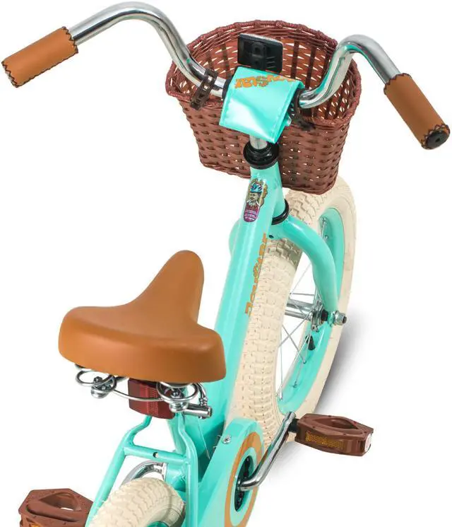 Alt view image 4 of 19 - JOYSTAR Vintage 14 Inch Kids Bike with Basket & Training Wheels for 3-5 Years Old Girls & Boys(GREEN)