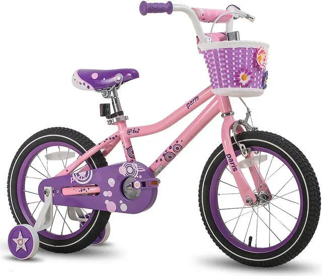 Alt view image 7 of 18 - JOYSTAR Paris Girl's Bike for Ages 4-7 Years Old, Children Bike with Training Wheels for 16" Kid's Bike(PURPLE & PINK)
