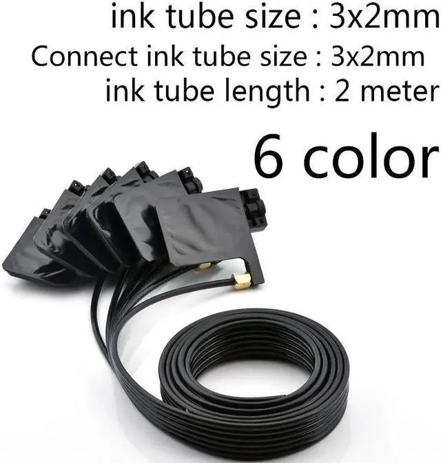 Main image of 2meter 6 color ink tube hose pipe pipe line with square damper screw nuts oring for Forepson-XP600 TX800 UV ink damper Printers(6)