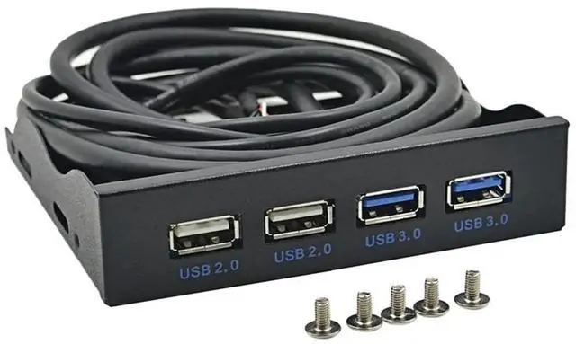 Main image of QINDIAN HUB USB 2.0 USB 3.0 4 Port Front Panel USB3.0 Hub Splitter Internal Combo Bracket Adapter for Desktop 3.5Inch Floppy Bay