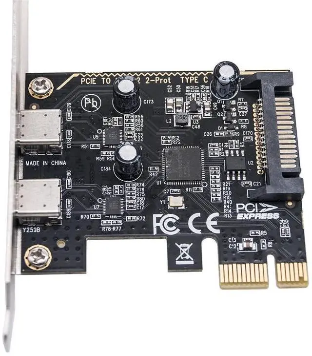 Alt view image 4 of 6 - PCIE to Dual Type C Expansion Card PCI Express X1 to 2Port TYPE-C USB 3.2 GEN1 5Gbps Convert Card Riser ASM1042 Chip for Desktop