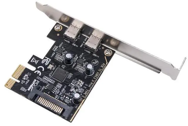 Alt view image 5 of 6 - PCIE to Dual Type C Expansion Card PCI Express X1 to 2Port TYPE-C USB 3.2 GEN1 5Gbps Convert Card Riser ASM1042 Chip for Desktop