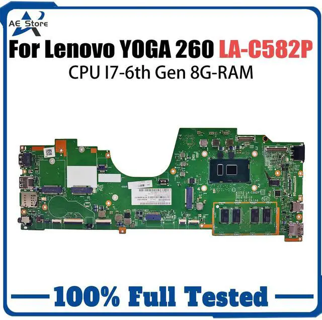 Main image of Model1(I7-6th 8GB LA-C582P)
For  ThinkPad YOGA 260 Laptop Motherboard LA-C582P 01LV859 01LV861 I5-6200U i5-6300U I7-6600U 8G Notebook Mainboard