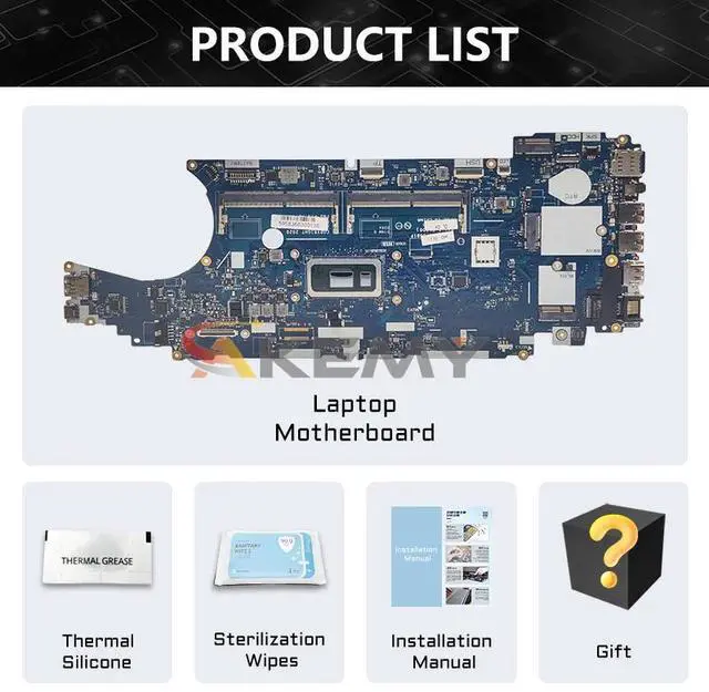 Alt view image 6 of 6 - Model3(UMA I7-10610U)
For  Latitude 5510 Laptop Motherboard LA-J381P 0HT7GC 0J67M8 0JD0KX i5-10210U I5-10310U i7-10610U Mainboard ed