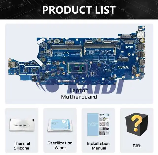 Alt view image 6 of 6 - Model4(UMA i7-8665U)
For  Latitude 5400 Laptop Motherboard LA-G891P 03CY3R 052T0R I5-8265U i7-8665U Notebook Mainboard ed OK