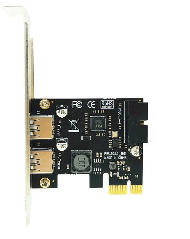 Alt view image 2 of 6 - USB 3.0 PCI-E Expansion Card Adapter 2 Port USB3.0 Hub Internal 19pin 19 pin Header USB 3 to PCIE PCI Express Adapter Card
