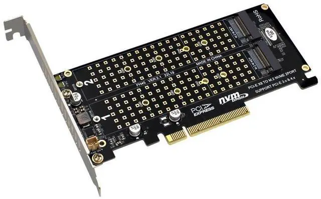 Alt view image 3 of 6 - Dual M.2 NVME to PCI Express X8 4.0 Raid Controller PCIE Split Card 2 Ports M2 NVME M KEY for 2230 2242 2260 2280 22110 NVME SSD