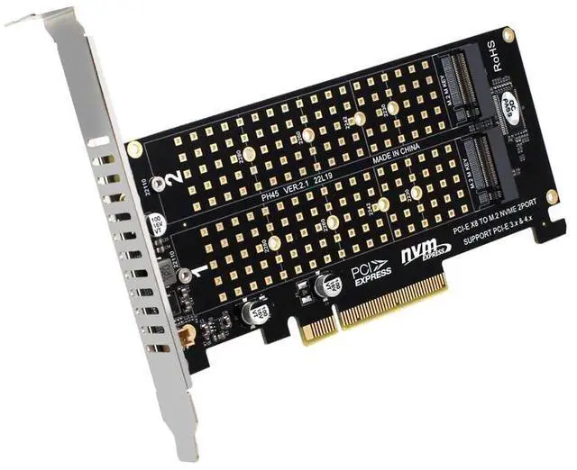 Alt view image 5 of 6 - Dual M.2 NVME to PCI Express X8 4.0 Raid Controller PCIE Split Card 2 Ports M2 NVME M KEY for 2230 2242 2260 2280 22110 NVME SSD