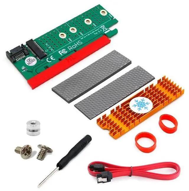 Main image of PCI Express to M.2 NGFF SSD Adapter Raiser SATA-Bus M2 SSD B Key PCIE Slot Heatsink SATA Cable for 2230-2280 Size m.2 FULL SPEED