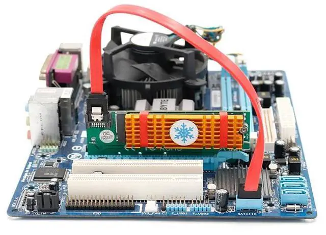 Alt view image 6 of 6 - PCI Express to M.2 NGFF SSD Adapter Raiser SATA-Bus M2 SSD B Key PCIE Slot Heatsink SATA Cable for 2230-2280 Size m.2 FULL SPEED