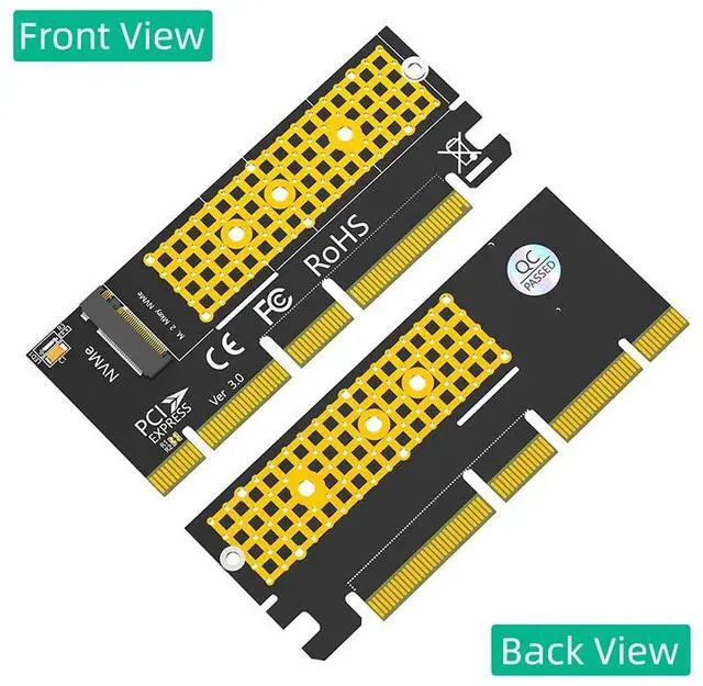 Alt view image 2 of 6 - M.2 NVME Key M to PCI Express X4/X8/X16 Adapter Expansion Card Riser Converter with LED Supports 2230 2242 2260 2280 M2 NVME SSD