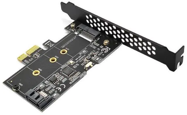 Alt view image 2 of 6 - PCIe X1 to M.2(NGFF)+SATA 6G (HDD/SSD) w/ Standard Profile Bracket ASM1061 PCI Express to B Key M.2 SATA SSD 2230 2242 2260 2280