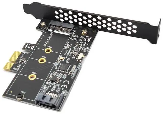 Alt view image 3 of 6 - PCIe X1 to M.2(NGFF)+SATA 6G (HDD/SSD) w/ Standard Profile Bracket ASM1061 PCI Express to B Key M.2 SATA SSD 2230 2242 2260 2280