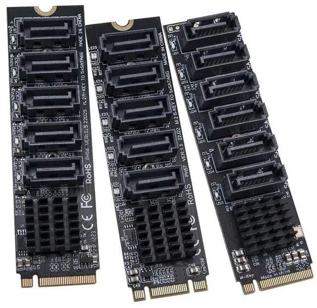 Main image of (NVME to 5HDD JMB585)
M2 to SATA Adapter M.2 NGFF NVME to SATA3.0 Expansion Card B+M Key M-Key to 5/6 Ports SATA3.0 6Gbps Controller Riser for HDD SSD