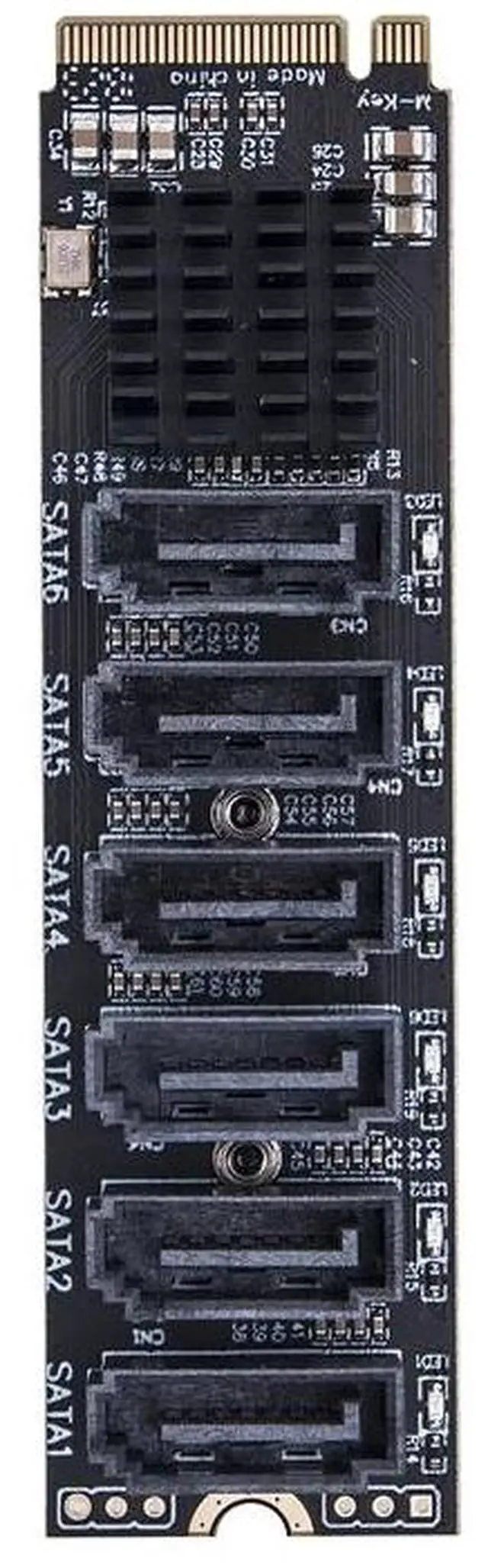 Alt view image 5 of 6 - (NVME to 5HDD JMB585)
M2 to SATA Adapter M.2 NGFF NVME to SATA3.0 Expansion Card B+M Key M-Key to 5/6 Ports SATA3.0 6Gbps Controller Riser for HDD SSD