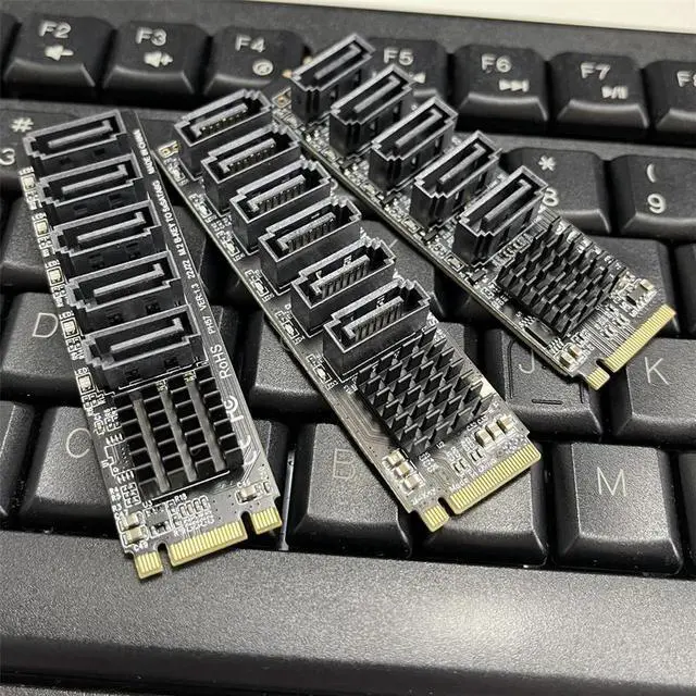 Alt view image 6 of 6 - (NVME to 5HDD JMB585)
M2 to SATA Adapter M.2 NGFF NVME to SATA3.0 Expansion Card B+M Key M-Key to 5/6 Ports SATA3.0 6Gbps Controller Riser for HDD SSD