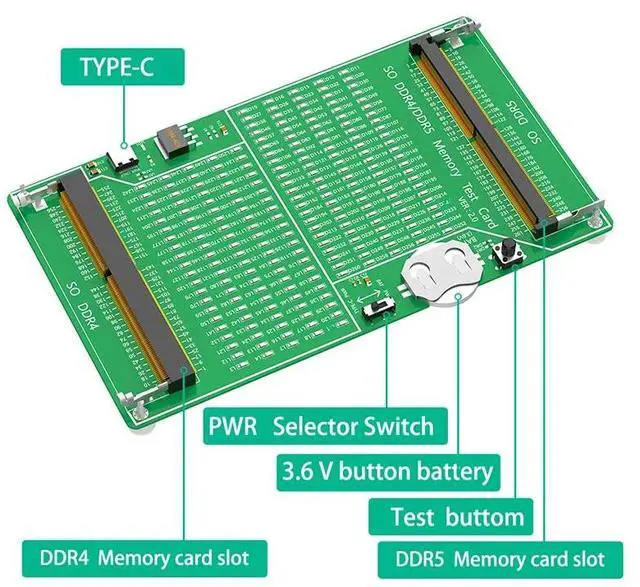 Alt view image 3 of 6 - Laptop SO DDR4 DDR5 Memory RAM Test Card Diagnosis Adapter PCB Circuit Tester Tool with LED for Laptop Computer DDR4 DDR5 Memory