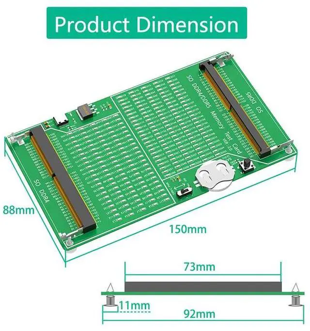 Alt view image 5 of 6 - Laptop SO DDR4 DDR5 Memory RAM Test Card Diagnosis Adapter PCB Circuit Tester Tool with LED for Laptop Computer DDR4 DDR5 Memory