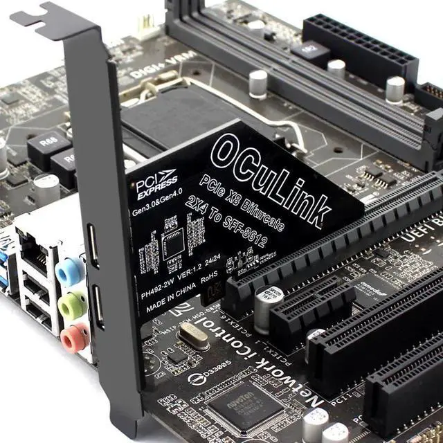 Alt view image 5 of 6 - Oculink Riser Bifurcate Card PCI Express 8X GEN 4 to 2 Ports SFF-8612 Oculink PCIE X8 Adapter for U.2 SSD External Graphics Card