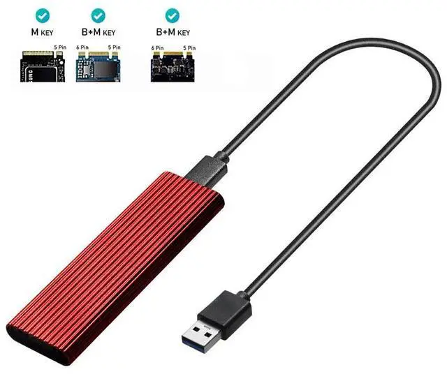 Alt view image 2 of 6 - (Silver)
M2 SSD Case NVME Enclosure M.2 to USB SSD Adapter for NVME PCIE NGFF M.2 SATA SSD M/B+M Key 2230/2242/2260/2280 M2 Dual Protocol