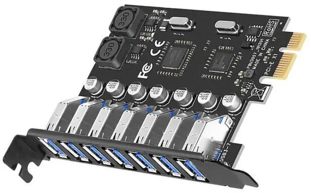Alt view image 3 of 6 - :(Black)
NEW 7 Port USB 3.0 PCI Express X1 Expansion Card PCI-E PCI E USB 3.0 Board USB3 6Gbps Adapter Controller NEC Chip for Desktop PC