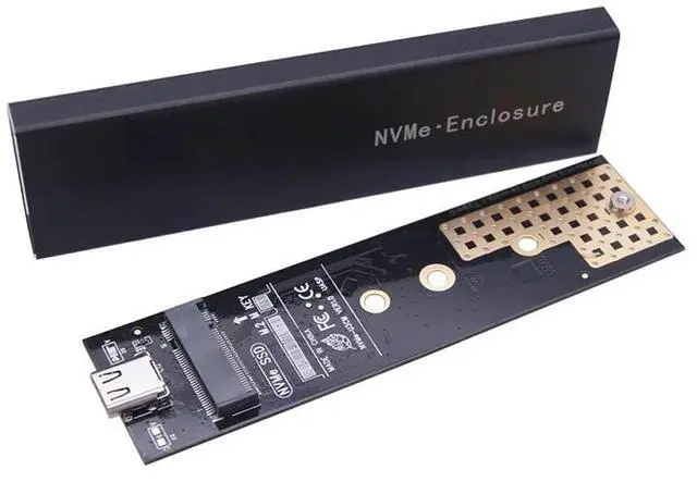 Alt view image 2 of 6 - Dual Protocol M2 SSD Case for NVME PCI-E NGFF SATA M.2 SSD Enclosure Box M.2 to USB 3.1 SSD Adapter RTL9210B Chip with OTG Cable