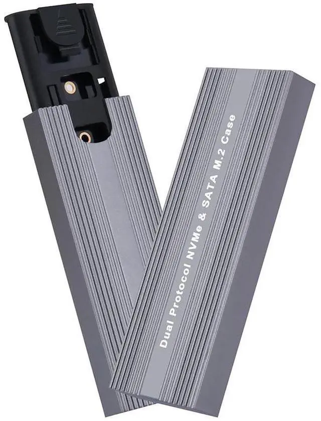 Alt view image 5 of 6 - (A-C Cable)
M.2 NVME SATA SSD Case Enclosure Dual Protocol JMS581D Chip 10Gbps USB 3.2 GEN2 TYPE C External M2 SSD Box M / B+M Key Tool Free