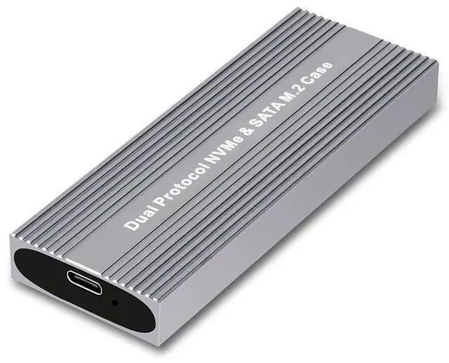 Alt view image 6 of 6 - (A-C Cable)
M.2 NVME SATA SSD Case Enclosure Dual Protocol JMS581D Chip 10Gbps USB 3.2 GEN2 TYPE C External M2 SSD Box M / B+M Key Tool Free
