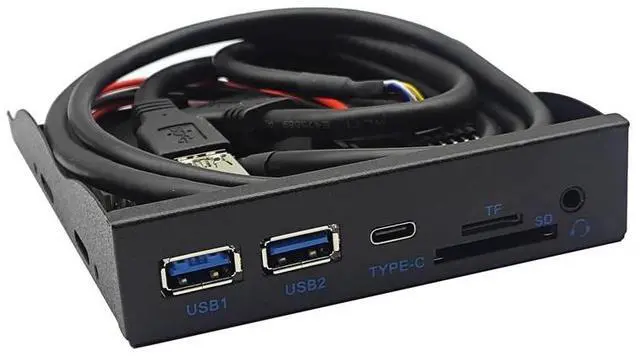 Alt view image 3 of 6 - USB Front Panel HUB 5Gbps 2 x USB3.0 + 1 x TYPE-C + TF/SD + HD AUDIO 3.5mm Earphone Jack Mic Adapter for Desktop 3.5" Floppy Bay